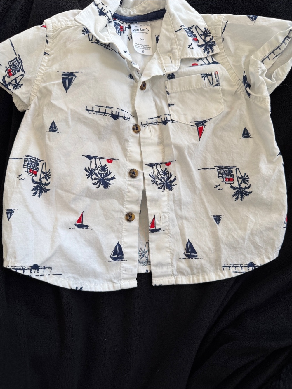 Carter's White Nautical Print Short-Sleeve Shirt for Kids